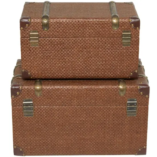 Brown Inspired Trunk with Latches & Leather Accent Set  {10}
