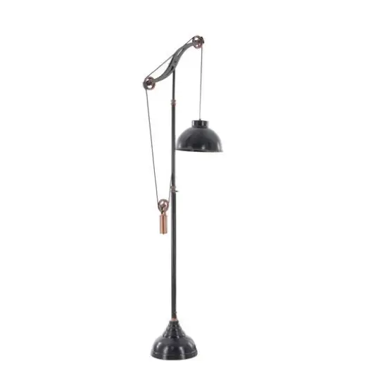 79" Black Metal Industrial Floor Lamp {4}