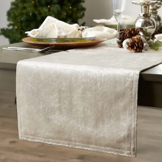 DII&reg; 108" Velvet Table Runner Cream {7}
