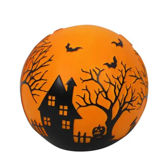 6.75" Orange & Black Haunted House Ball LED Tabletop D&eacute;cor by Ashland&reg; {3}