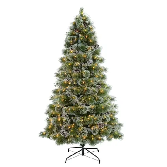7.5ft. Pre-Lit Frosted Boulder Pine Artificial Christmas Tree, Clear Lights {1}