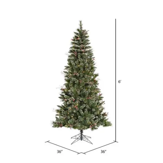 6ft. Pre-Lit Snow Tipped Pine & Berry Artificial Christmas Tree, Clear Dura-Lit® Lights {5}