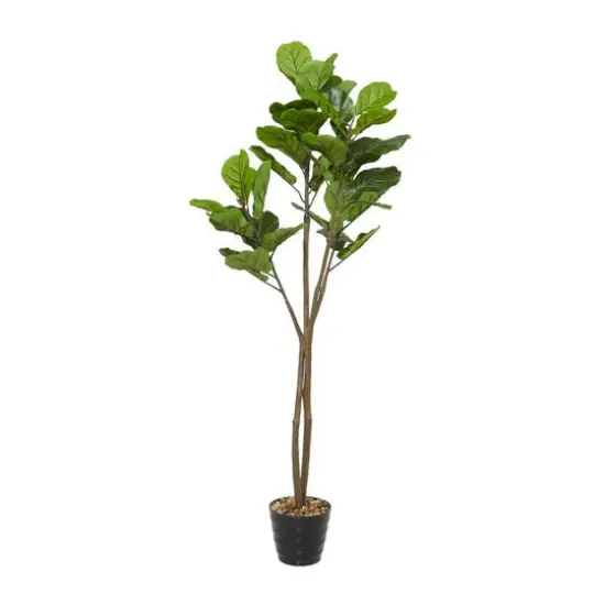 63" Black Vinyl Contemporary Potted Artificial Tree {6}