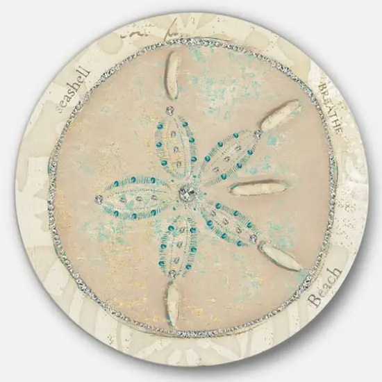 Designart - Seastar and Blue Sea Shell II - Nautical & Coastal Metal Circle Wall Art {1}