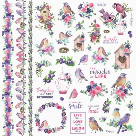 Little Birdie Birds & Berries Cardstock Pack, 12" x 12" {9}