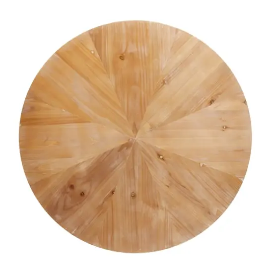 18'' Natural Brown Wood & Iron Modern Coffee Table {4}