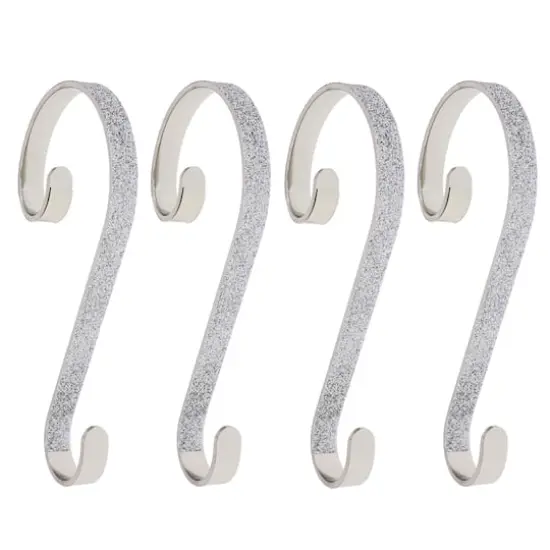 Haute Decor Stocking Scroll® Silver Glitter Stocking Holders, 4ct. {1}