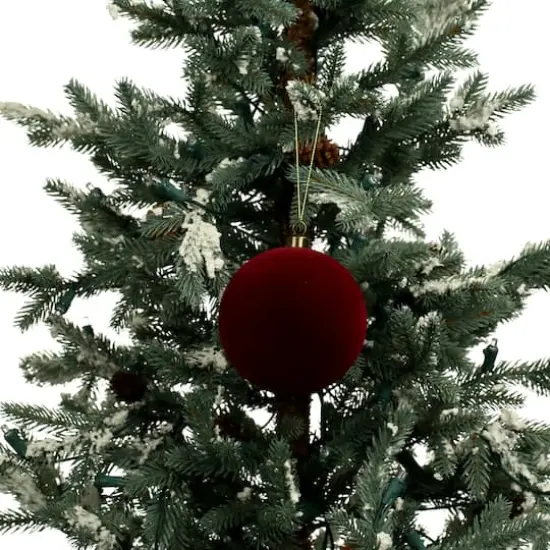 4 Pack 3.8" Flocked Shatterproof Ball Ornaments by Ashland&reg; Burgundy {4}