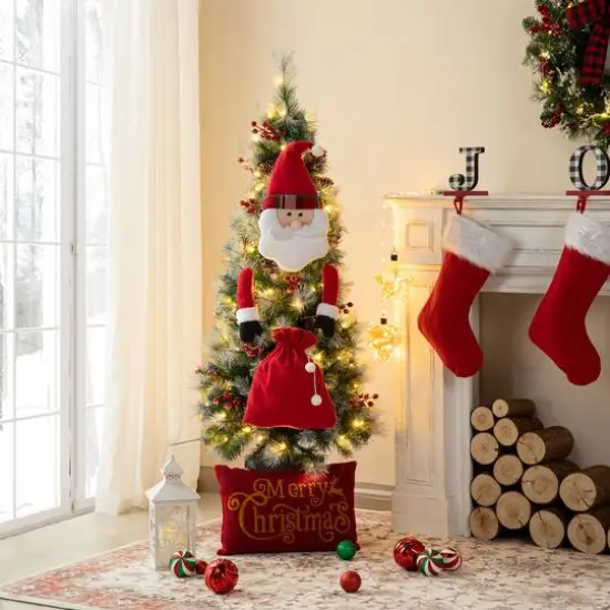 Glitzhome&reg; 20" Jumbo Christmas Fabric Santa Ornament Set {10}