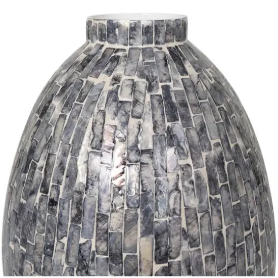 12" Gray Mother of Pearl Handmade Mosaic Inspired Vase {8}
