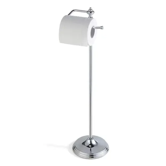 SunnyPoint 24.5" Chrome Bathroom Free Standing Toilet Tissue Paper Holder with Reserve Function {3}