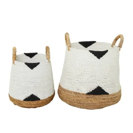 CosmoLiving by Cosmopolitan White Banana Leaf Bohemian Storage Basket Set {1}