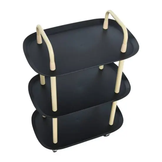 Hello Honey&reg; Main + Mesa&trade; 3-Tier Modern Plastic and Metal Trolley Black and Sand {8}