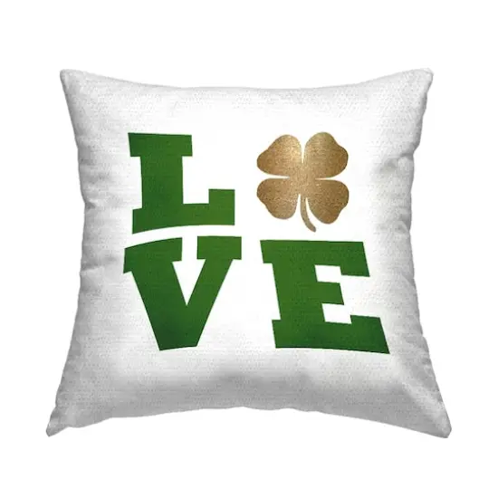 Stupell Industries Love Green Irish Shamrock, Love Green Irish Shamrock Outdoor Printed Pillow {1}