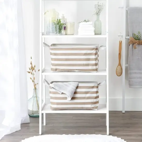 DII&reg; Striped Laundry Bins, 2ct. Stone Stripe {4}