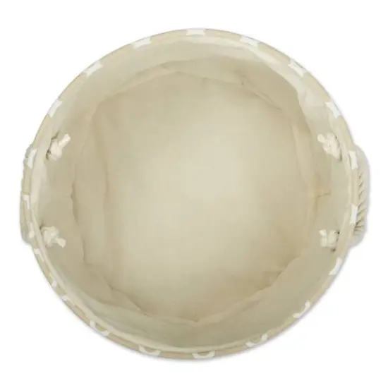 DII&reg; Large Round Polyester Lattice Bin Vintage Linen {4}