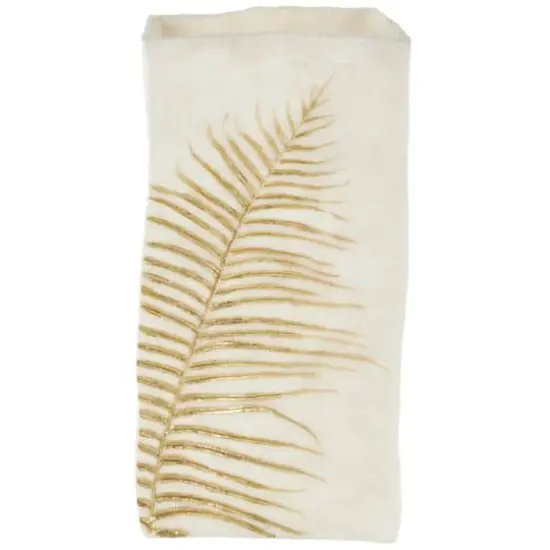 White & Gold Leaf Print Polystone Vase {1}