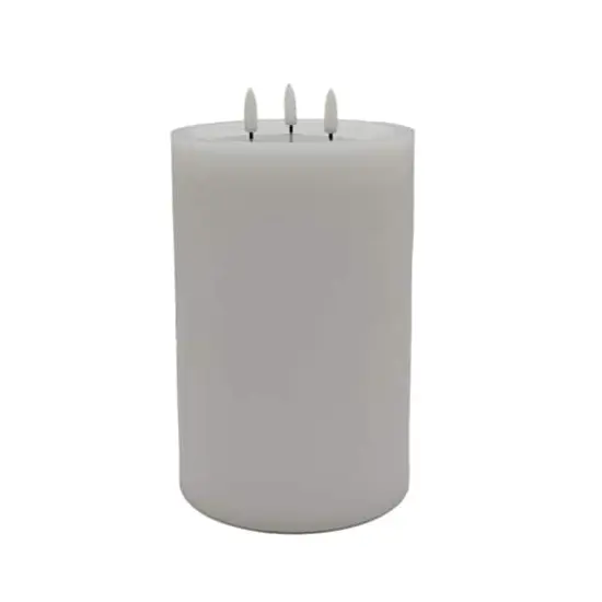 6" x 9" Flickering 3-Wick LED Wax Pillar Candle by Ashland&reg; White {1}