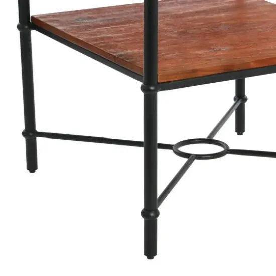 Hello Honey® 24" Saratoga Rustic Wood & Metal End Table Warm Walnut {5}