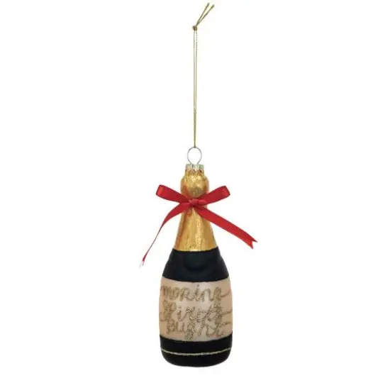 Hello Honey&reg; 5.25" Glass Champagne Bottle Ornament with Bow {1}