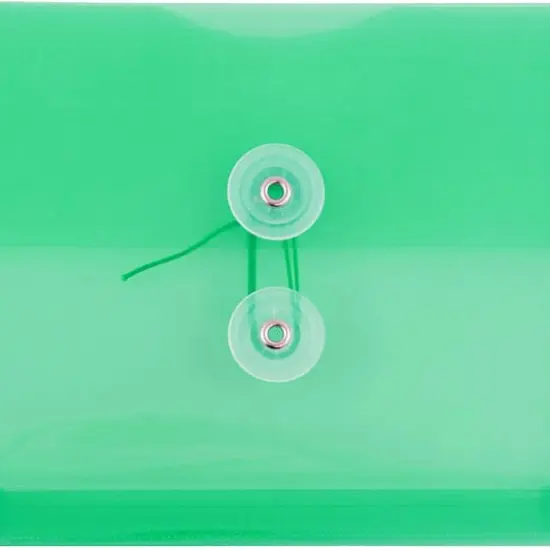 JAM Paper 5.25" x 7.5" Booklet Plastic Envelopes with Button and String Closure, 24ct. Green {4}