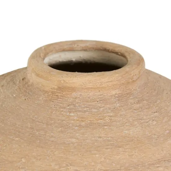 17" Beige Ceramic Wide Textured Vase {7}