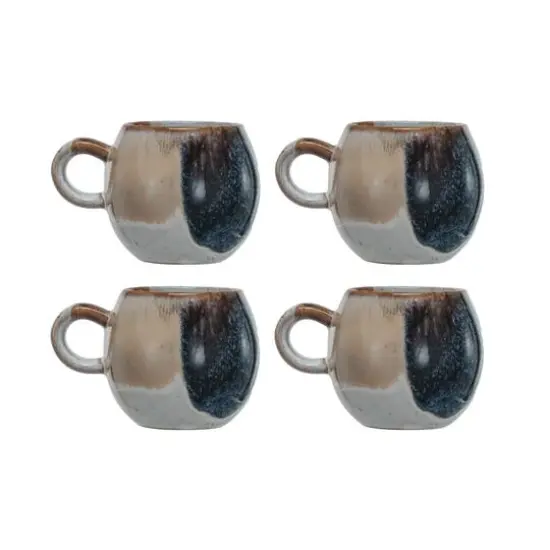 Hello Honey&reg; 2.75" Tan & White Earthen Sip Stoneware Mugs, 4ct. {1}