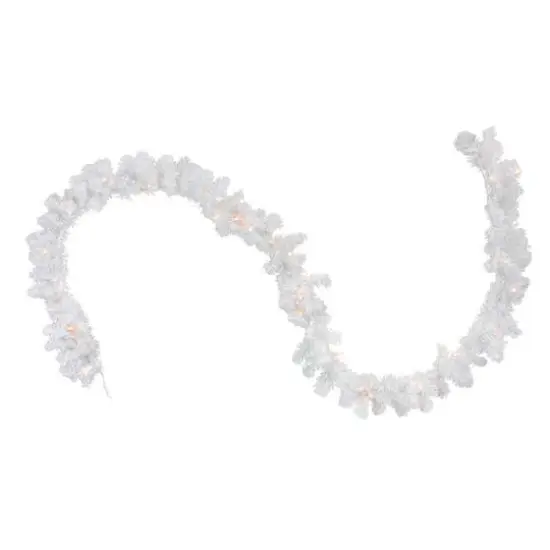 9ft. Clear Lighted Snow White Garland {1}