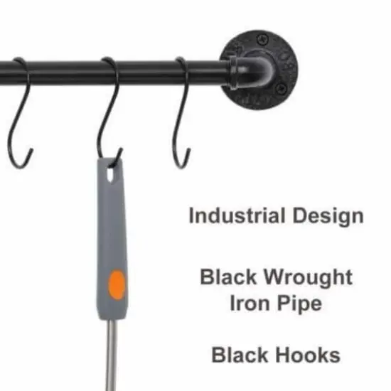 NEX&trade; Black Industrial Wall Mounted Metal Hanging Pot Rack {4}