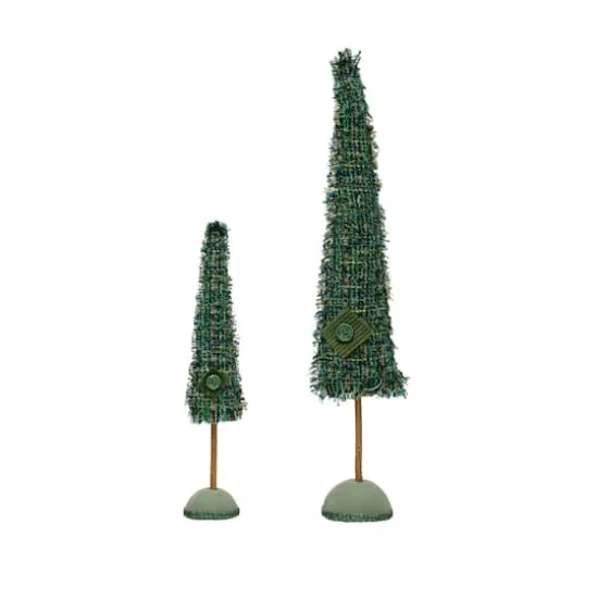 Hello Honey&reg; Green Plaid Raw-Edged Tweed Tree & Wood Base {4}
