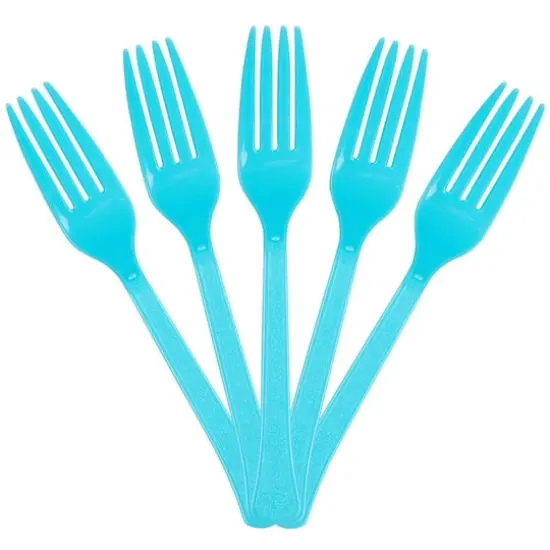 JAM Paper Premium Utensils Plastic Forks Party Pack, 48ct. Bright Sea Blue {4}