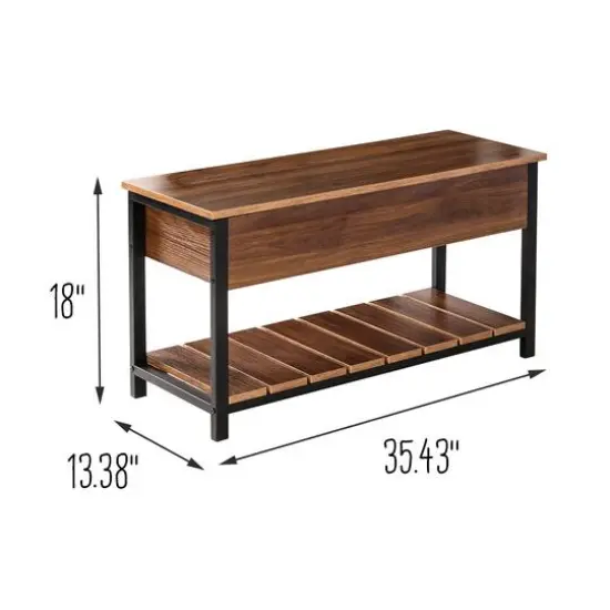 Honey Can Do Walnut Entryway Shoe Storage & Bench {15}