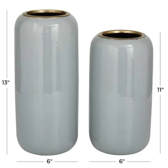 Metal Vase Set Gray {7}