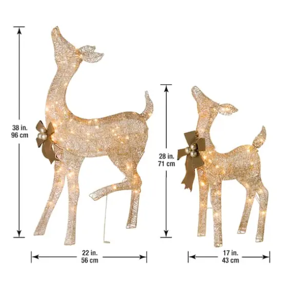 Crystal Splendor Champagne Doe and Fawn with 105 LED Mini Lights {7}