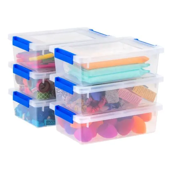 Iris&reg; 2.4 Qt. Latching Storage Totes, Clear, Set of 6 {6}