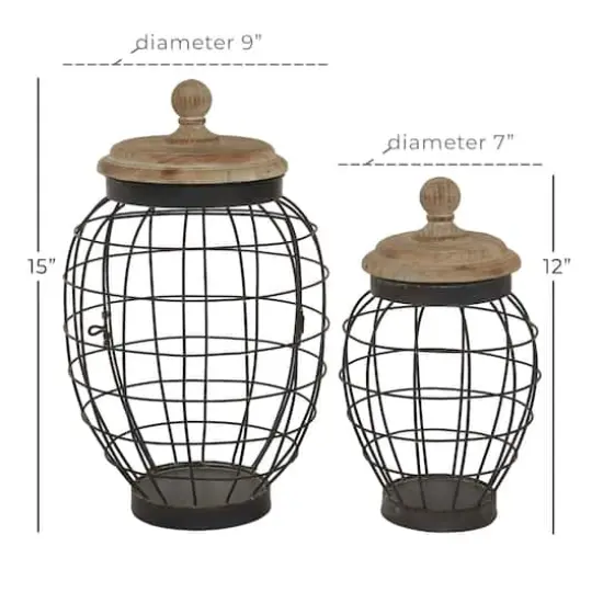 Black Farmhouse Metal Wire Jars, 2ct. {6}
