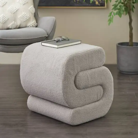 19" S-Shaped Room Ottoman with Connected Arches Gray {3}