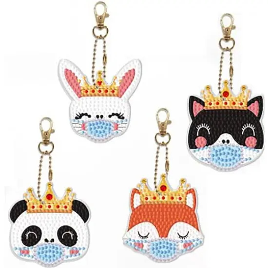 Sparkly Selections Animals Wearing Masks Diamond Painting Keychains Kit {1}