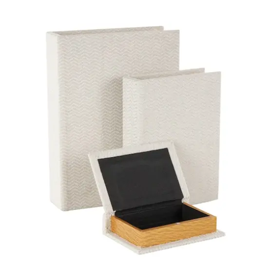 Cream Fabric Storage Book Box Set {3}