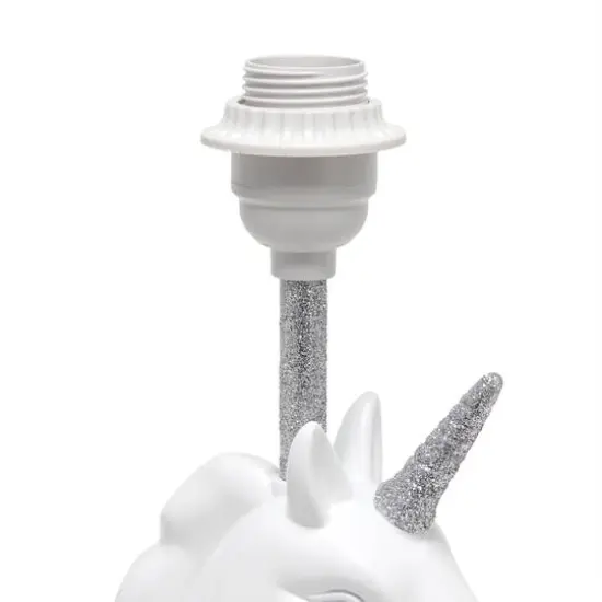 Simple Designs 15.5" Unicorn Table Lamp White/Silver Glitter {7}