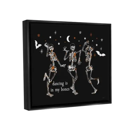 Stupell Industries Dancing In My Bones Skeletons Framed Floater Canvas Wall Art Black {4}