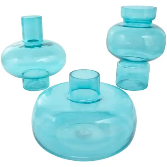 Blue Glass Rounded Vase Set {1}
