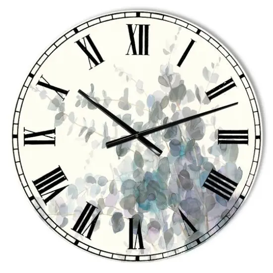 Designart Grey Watercolor Flower II Traditional Wall Clock {1}