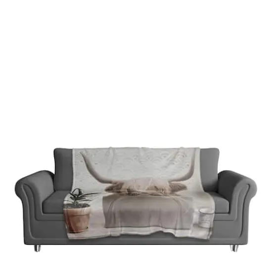 50" x 60" Cow at Desk Laptop Coral Fleece Blanket {3}