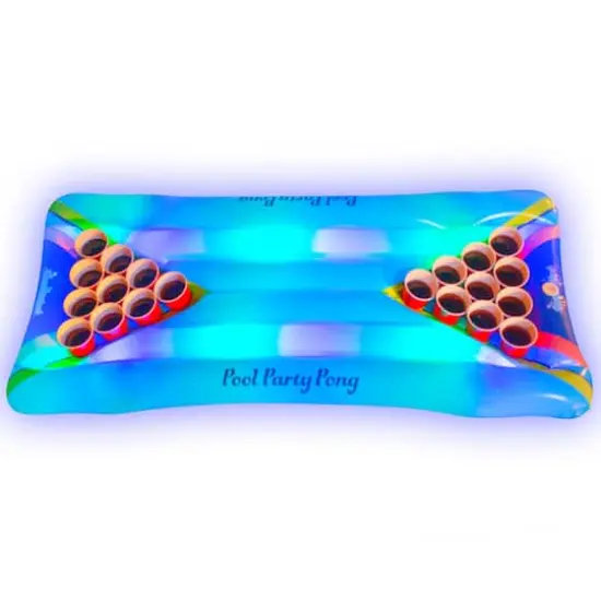 PoolCandy 6ft. Inflatable Illuminated LED Pool Party Pong Game {1}