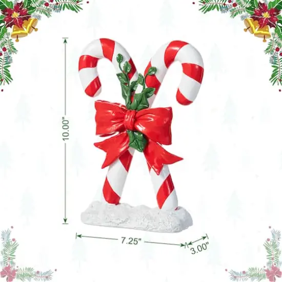 Glitzhome&reg; 10" Christmas Resin Candy Cane Table Decor {9}