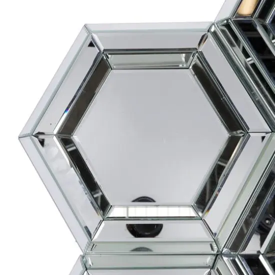 41" Silver Glass Glam Hexagon Wall Mirror {4}