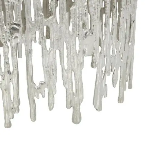 21" Silver Aluminum Accent Table with Glass Tabletop {6}