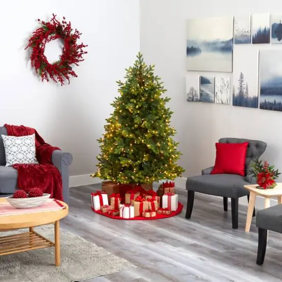 6ft. Pre-Lit North Carolina Fir Artificial Christmas Tree, Clear LED Lights {6}