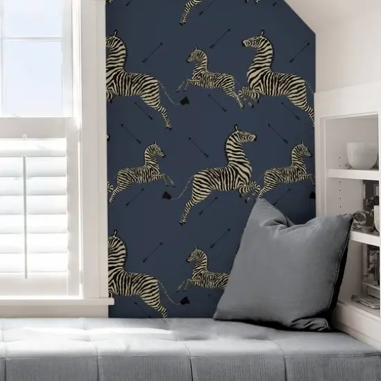 Scalamandre Denim Zebra Safari Peel & Stick Wallpaper {7}